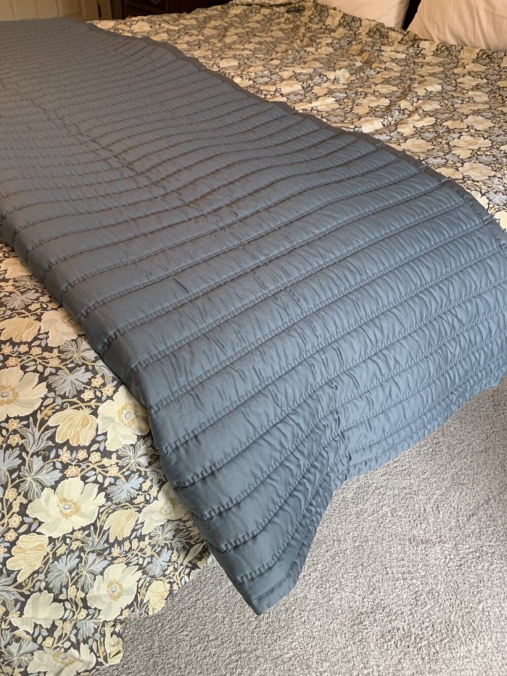 The Company Store King Sateen Coverlet Steel Blue NWOT